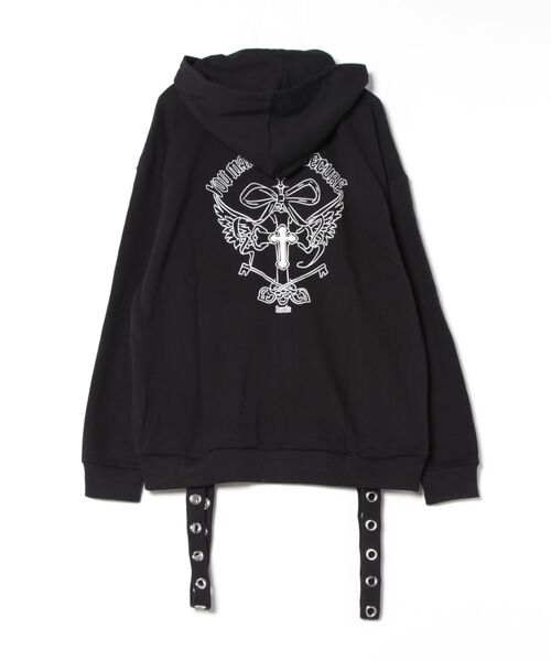 Hauls パーカー 病みかわクロスZIPぱーかー レディース メンズ