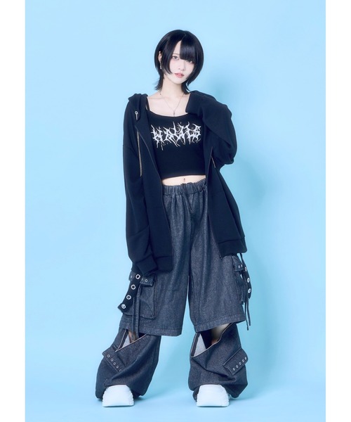 Hauls パーカー 病みかわクロスZIPぱーかー レディース メンズ