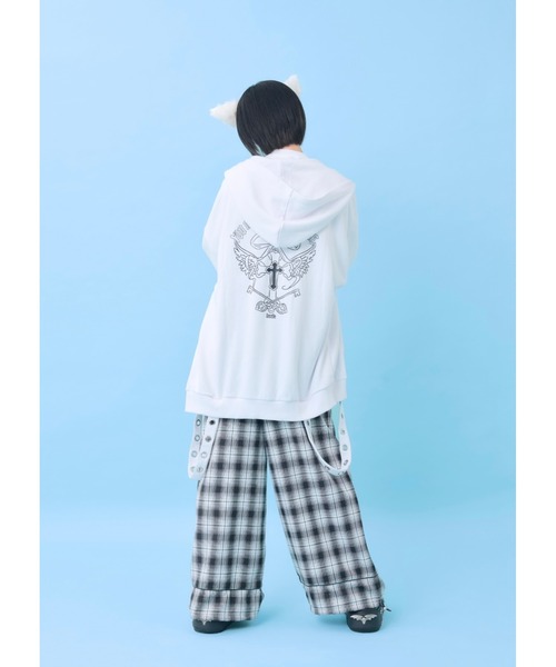 Hauls パーカー 病みかわクロスZIPぱーかー レディース メンズ