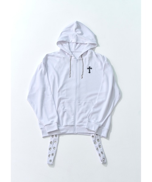 Hauls パーカー 病みかわクロスZIPぱーかー レディース メンズ