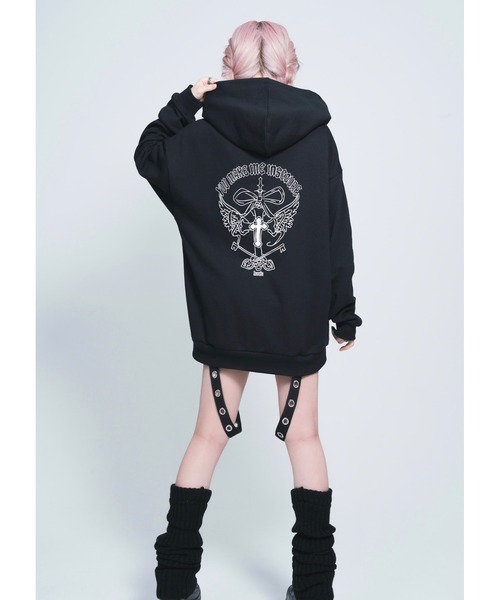 Hauls パーカー 病みかわクロスZIPぱーかー レディース メンズ