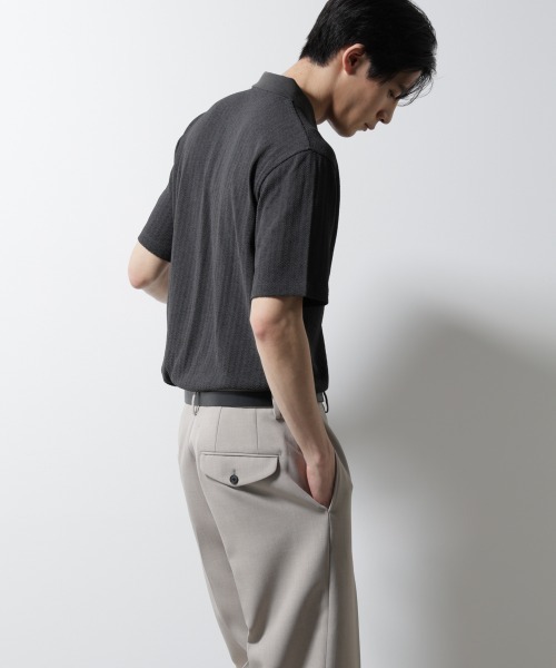 「Damerino」ヘリンボンポロシャツ／防シワ・吸水速乾・UVカット Damerino｣ ヘリンボン ポロシャツ / 防シワ・吸水速乾・UVカット