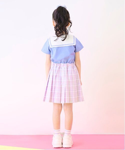 【新品】mezzo piano ベルト付き チェック プリーツ スカパン 140 mezzo piano スカート ポーチ付 チェックプリーツスカパン