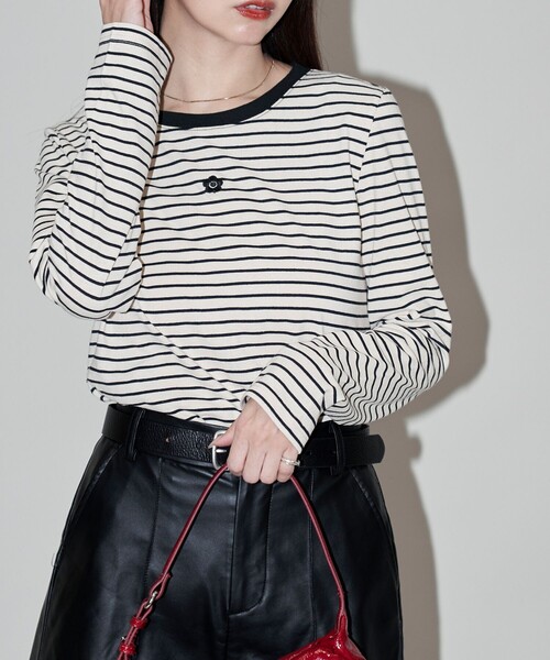 「PUBLUX」 長袖カットソー「MARY QUANTコラボ」 フリ- セージグリーン レディース PUBLUX 「PUBLUX」 長袖カットソー「MARY QUANTコラボ」 フリ