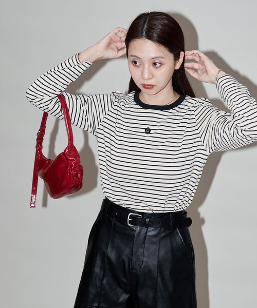 「PUBLUX」 長袖カットソー「MARY QUANTコラボ」 フリ- セージグリーン レディース PUBLUX 「PUBLUX」 長袖カットソー「MARY QUANTコラボ」 フリ