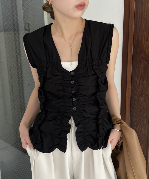 【新品未使用】capricieux le'mage フリルシャツ CAPRICIEUX LE'MAGE ブラウス シャツ フリルカラーブラウス