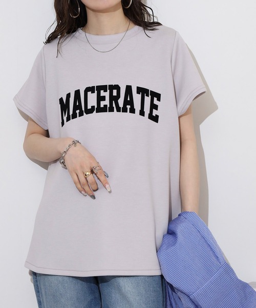 tシャツ フロッキープリント Ｔシャツ レディース FUNALIVE tシャツ ソフトダンボールニットフロッキー プリントA