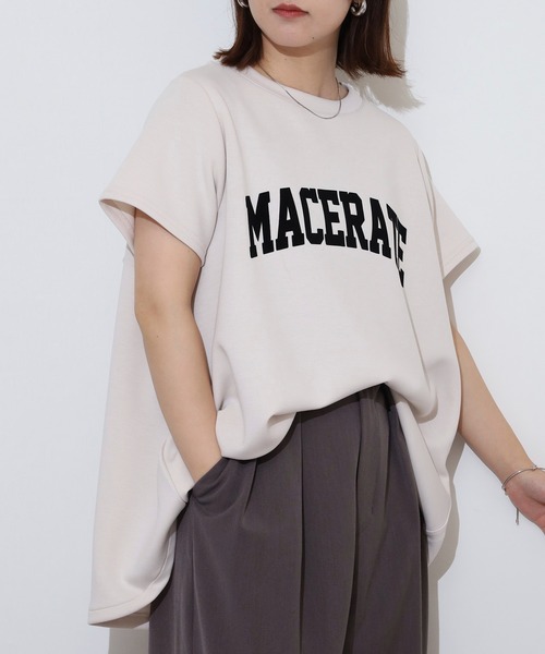 tシャツ ベロア フロッキー プリント Tシャツ レディース FUNALIVE tシャツ ソフトダンボールニットフロッキー プリントA
