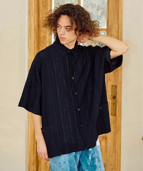 go slow caravan シャツ シャーリングレース BIG半袖シャツ