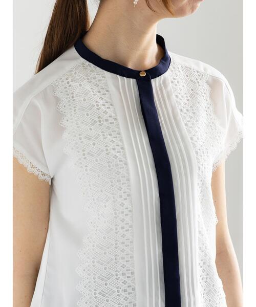 Te chichi ブラウス シャツ スカラップレースフレンチスリーブブラウス