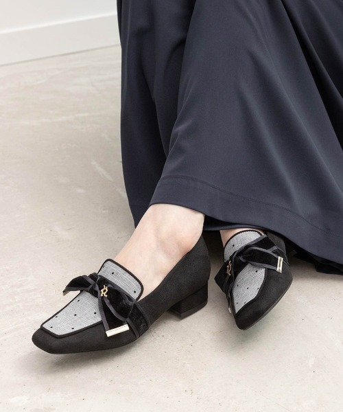 RANDA（ランダ） ローファー ベロアリボンローファー レディース