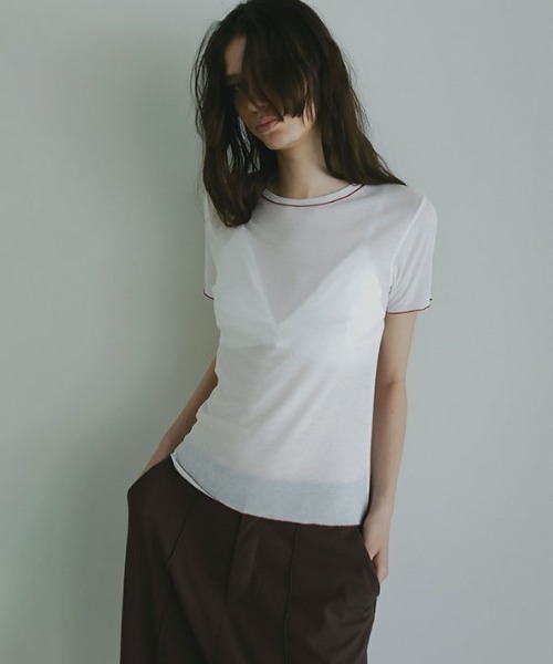 ETRE TOKYO（エトレトウキョウ） tシャツ 半袖 カラーメローシアーTee