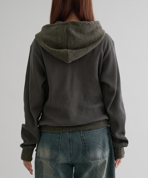 【Elanque】waffle henly neck / ワッフルヘンリー パーカー 「EPNK」Waffle henry neck hoodie / ワッフルヘンリーネック