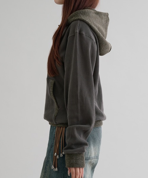 パーカー 「EPNK」Waffle henry neck hoodie / ワッフルヘンリーネック