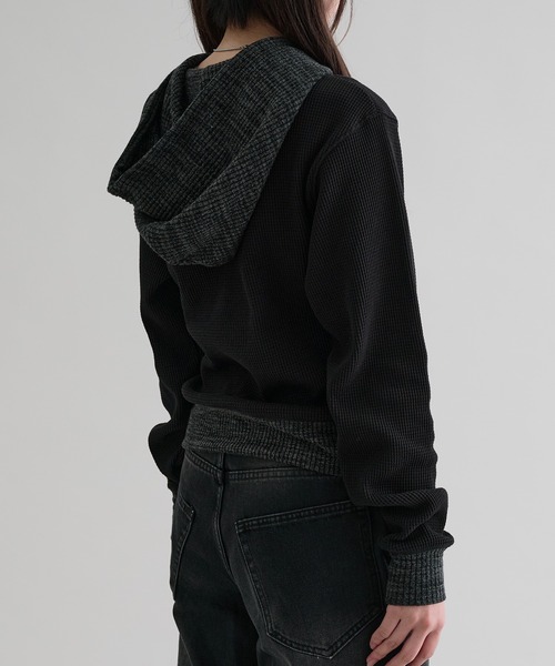 パーカー 「EPNK」Waffle henry neck hoodie / ワッフルヘンリーネック