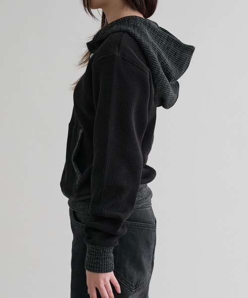 パーカー 「EPNK」Waffle henry neck hoodie / ワッフルヘンリーネック