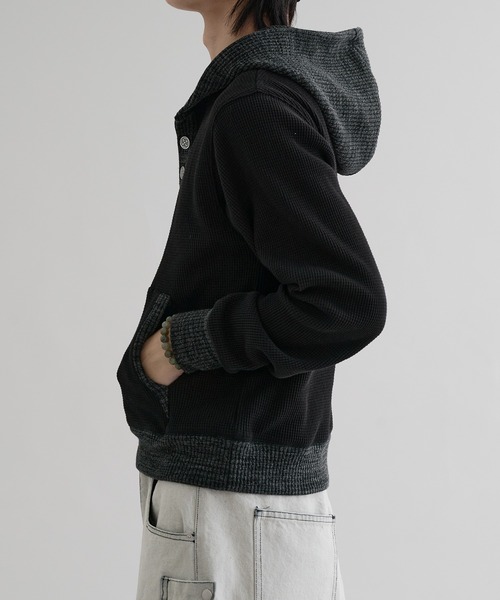 パーカー 「EPNK」Waffle henry neck hoodie / ワッフルヘンリーネック