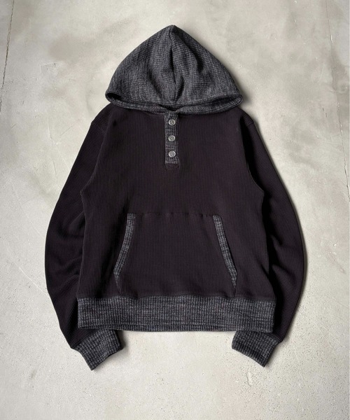 パーカー 「EPNK」Waffle henry neck hoodie / ワッフルヘンリーネック