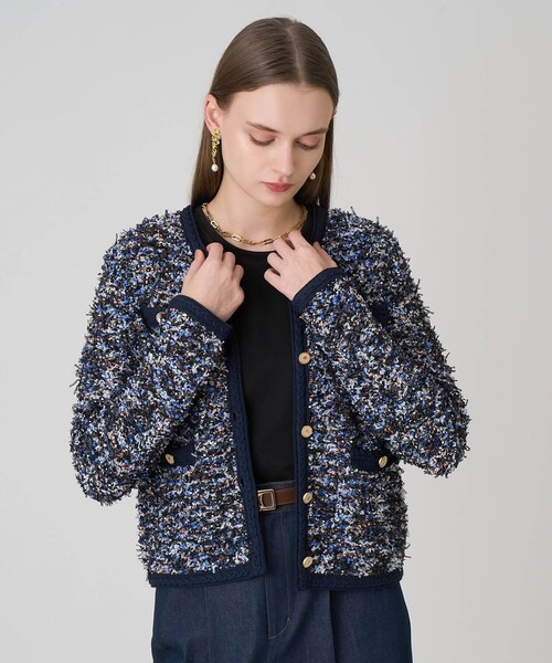 ANAYI ネイビー 長袖カーディガン フラッフィアソート釦カーディガン （カーディガン・ボレロ）｜ANAYI