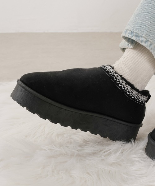 シューズ チロリアン厚底ムートン風シューズ (M) レディース