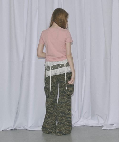 「SHAGGIE」 半袖Tシャツ FREE レッド レディース_画像4