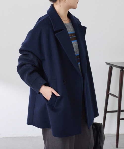 タグ付き CLOCHE WOOL COAT Pコート ピーコート ネイビー Jackal 140sソフトメルトン Pコート（ピーコート）｜J.PRESS（ジェイ