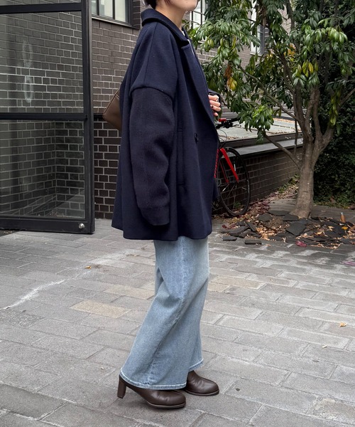 COLLAGE GALLARDAGALANTE ピーコート pコート ニットスリーブダブル