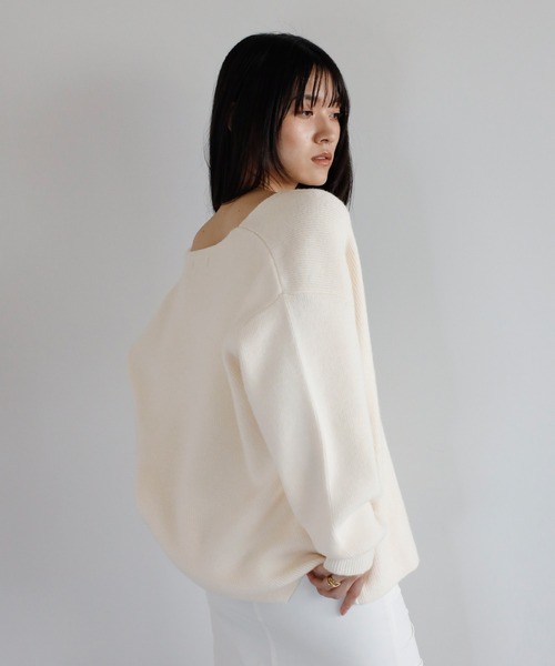 ENC ニット セーター deep V neck highgauge knit pullover / 深V
