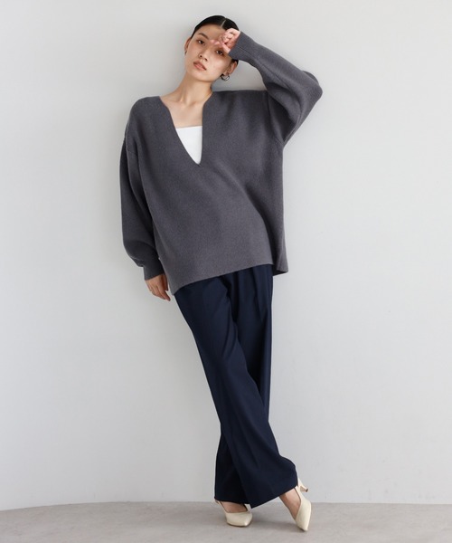 ENC ニット セーター deep V neck highgauge knit pullover / 深V