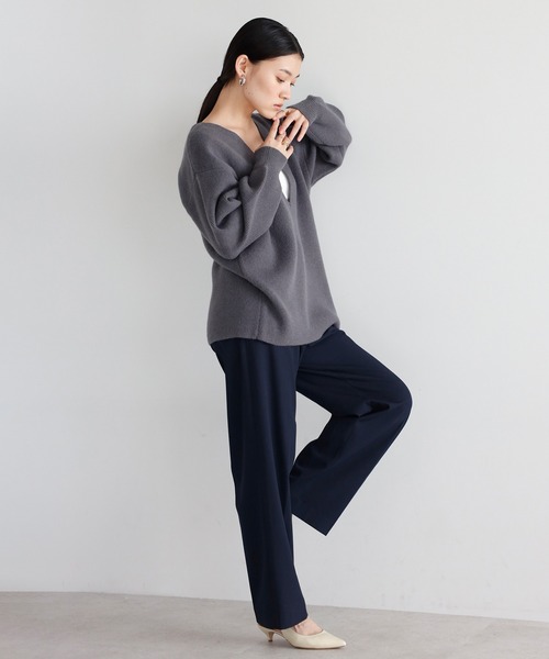 ENC ニット セーター deep V neck highgauge knit pullover / 深V