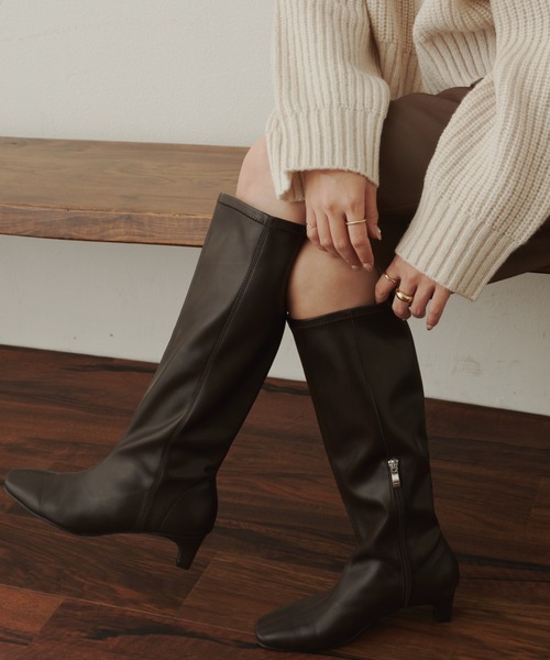 「VANNIE U」 ロングブーツ MEDIUM アイボリー レディース_画像3