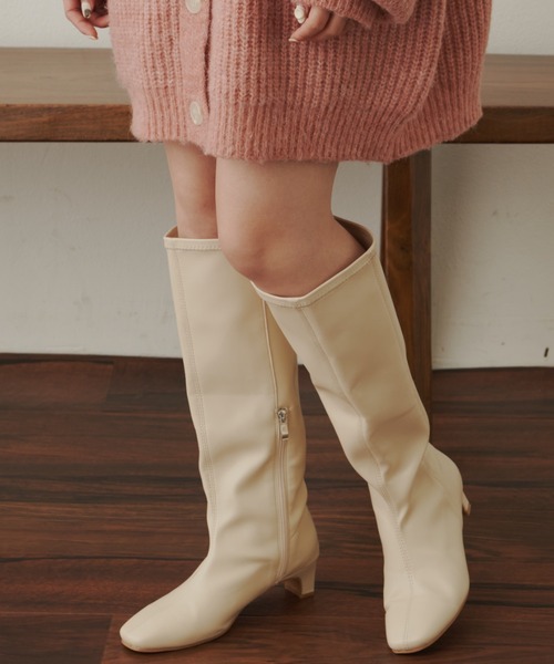 「VANNIE U」 ロングブーツ MEDIUM アイボリー レディース_画像8