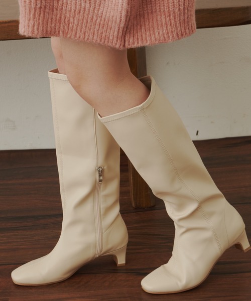「VANNIE U」 ロングブーツ MEDIUM アイボリー レディース_画像9