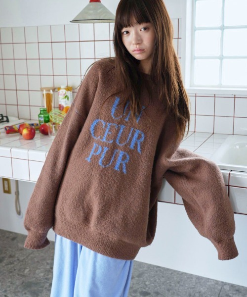 PILIT ニット セーター ジャガード ロゴBIGニット レディース