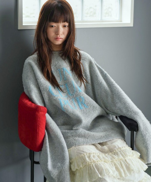 PILIT ニット セーター ジャガード ロゴBIGニット レディース