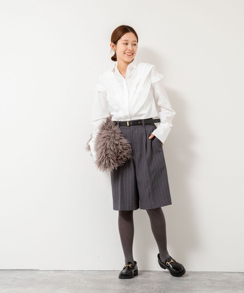 NOLLEY'S（ノーリーズ） パンツ ウォッシャブルフラノ風ハーフパンツ