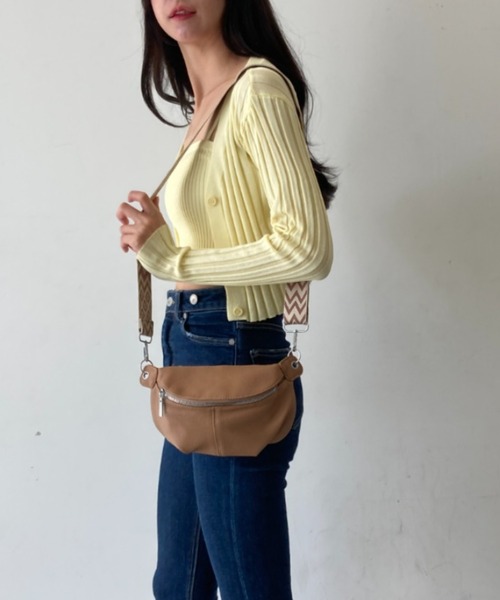 ショルダーバッグ バッグ 合成皮革 チェーン 太ベルト ウエストポーチ