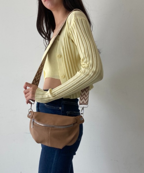 ショルダーバッグ バッグ 合成皮革 チェーン 太ベルト ウエストポーチ