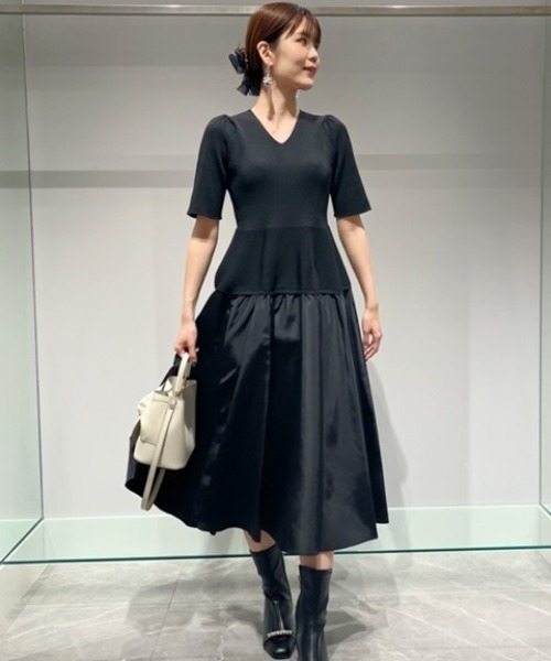 セルフォード ホールドカラーフレアドレス　ワンピース　ブラック 36 CELFORD（セルフォード）の「ホールドカラーフレアドレス（ワンピース