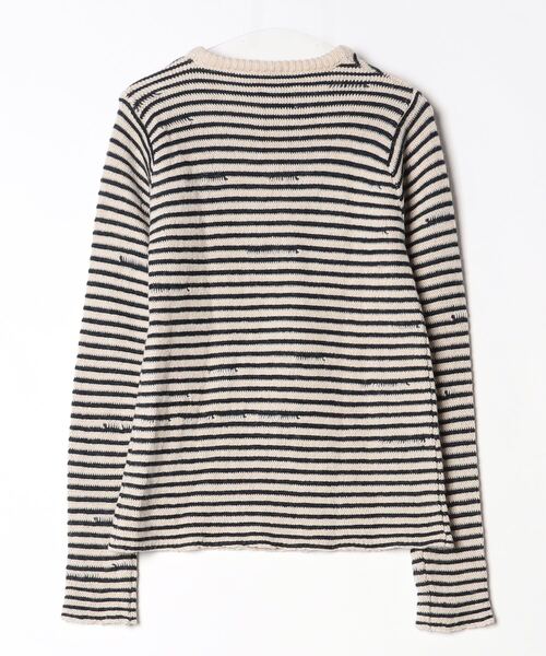 「ZADIG&VOLTAIRE」 ボーダー柄長袖ニット M ベージュ レディース_画像2