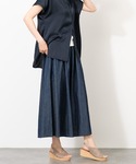 パンツ リネンコットンデニムガウチョパンツ レ...の詳細画像4