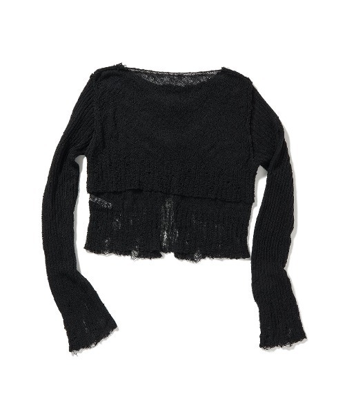 PERVERZE AW23 クロップドニットカーディガン PERVERZE ニットカーディガン FREE ネイビー レディース : ZOZOTOWN