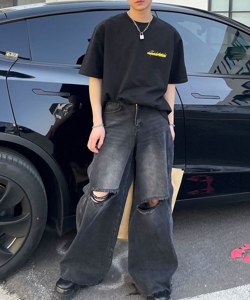 「Theater code」 デニムパンツ X-LARGE ブラック メンズ_画像2