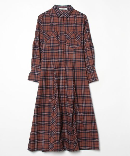 Her lip to チェック柄シャツワンピース M ブラウン レディース