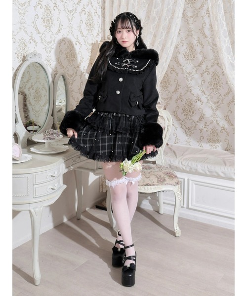 完売品 ノエミー ショートコート ノエミー NOEMIE お嬢さんワッフルショートコート （黒