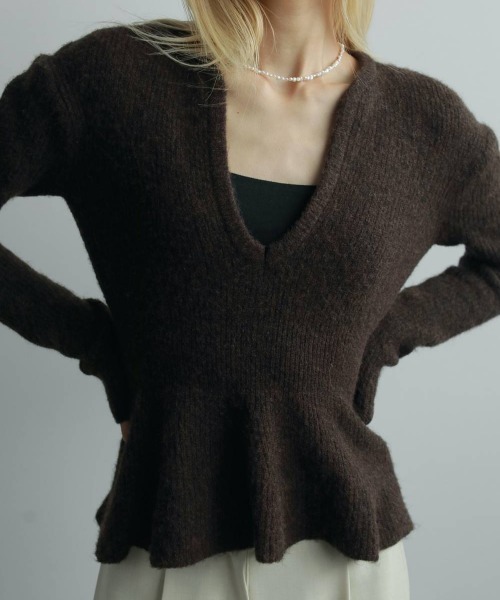 anuke ソフトぺプラムニット　ブラウン anuke Soft Peplum Knit 62520525|apricot online shop