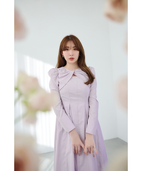 ワンピース 長袖 薄紫 M 美品 中古 ワンピース 長袖 薄紫 M 美品 中古