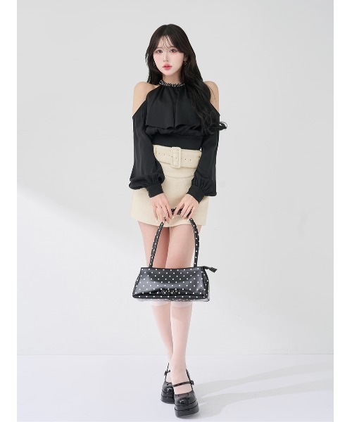 Darich（ダーリッチ） スカート シェイプラインベルトツイードミニ