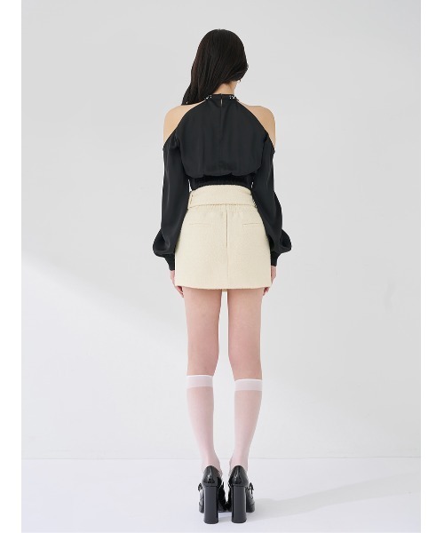 Darich（ダーリッチ） スカート シェイプラインベルトツイードミニ