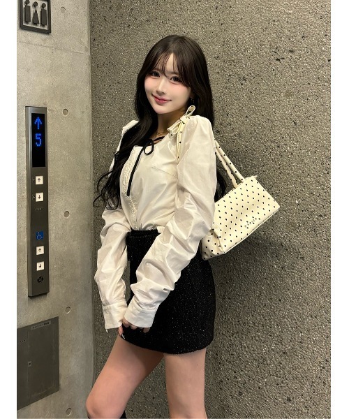 Darich（ダーリッチ） スカート シェイプラインベルトツイードミニ